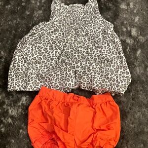 Carter's Leopard Print Dress with Bright Orange Diaper Cover